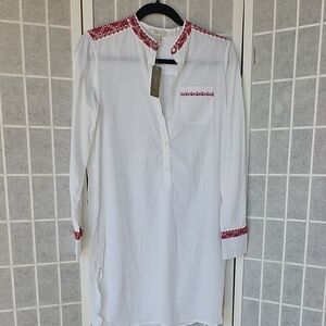 J. Crew White Dress with Red Accents